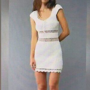 AE Ruched Crochet Sweater Mini Dress